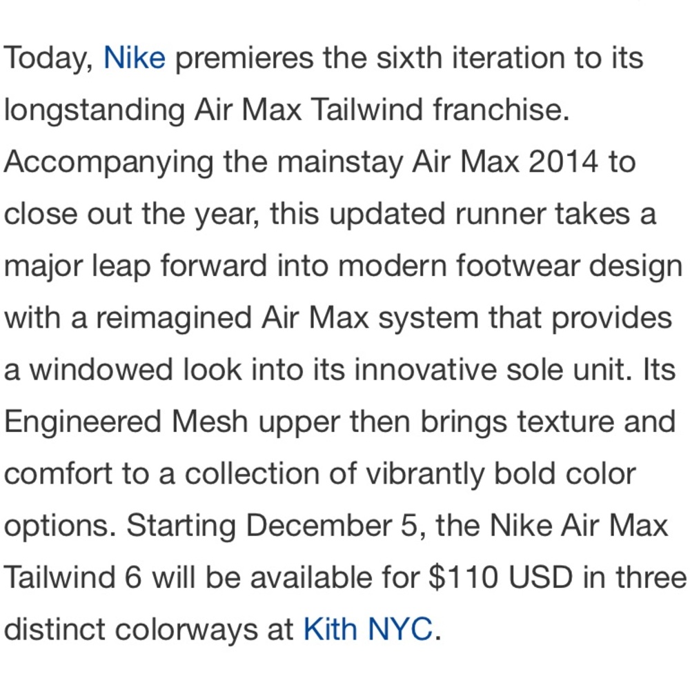 Nike Air Max Tailwind 6 Running Shoes